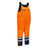 The PIP Bisley ANSI Class E Extreme Cold Bib Overall 318M6452T by Protective Industrial Products features a bright orange color with high-visibility reflective stripes at the ankles, and dark blue accents on the shoulders and hems. It includes waterproof insulation to provide protection in extreme cold, making it ideal for safety and outdoor work.
