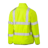 Introducing the PIP Bisley ANSI Type R Class 3 Reversible Puffer Jacket 333M6350H from Protective Industrial Products, a vibrant yellow high-visibility jacket tailored for those who prioritize safety. With reflective silver stripes on the back and sleeves, this hi-visibility piece ensures maximum visibility. Blending functionality with style, it's an indispensable addition to any safety-focused wardrobe.