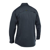 The PIP Bisley Ripstop Work Shirt w/X-Airflow 400M6490 from Protective Industrial Products is displayed from behind, showcasing X-Airflow Ventilation with a vented yoke at the shoulders and a distinctive yellow tag at the collar. It also features buttoned cuffs and a structured collar for enhanced durability and style.