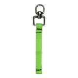 The PIP Webbing Tool Connector 6/case by Protective Industrial Products is designed with a green woven strap that includes a metallic swivel hook at one end, offering a practical tool lanyard design.