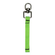 The PIP - Protective Industrial Products Webbing Tool Connector features a vibrant green design with a metallic clasp at the top, attached to a sturdy tether point, and includes a loop of green fabric.