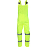 The PIP Viz ANSI Class E Waterproof Bib WW4033P by Protective Industrial Products is a vibrant neon yellow safety overall featuring reflective stripes around the legs. Designed for high visibility, these rainwear essentials include adjustable shoulder straps and a high bib design, ensuring waterproof protection and maximum safety with their ANSI Class E certification.