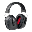 The PIP Howard Leight VS130 VeriShield Earmuff 1035108-VS features black over-ear design with a padded headband and red memory foam interior cushioning for hearing protection.