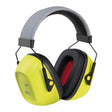 The PIP Howard Leight VS130HV VeriShield Earmuff 1035110-VS features bright yellow ear cups, black padding, and a gray padded headband, offering reliable high-visibility hearing protection.