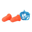 A pair of PIP Howard Leight MXM-30 disposable orange corded earplugs, connected by a blue cord, are shown on a white background. The product comes in a box of 100 pairs and is designed for optimal hearing protection.