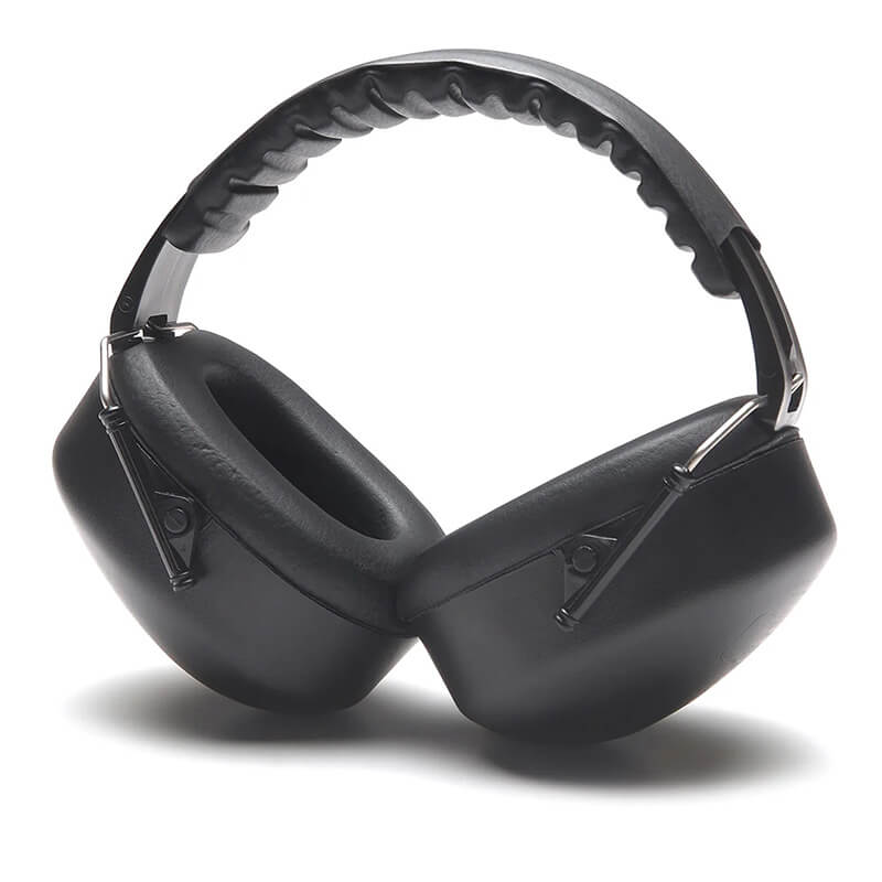 Introducing the Pyramex PM3010 Ear Muff by Pyramex Safety, a pair of black noise-canceling earmuffs designed with thick padding and an adjustable headband, providing essential safety equipment for hearing protection and comfort.