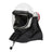 The PureFlo ESM+ PF60 PAPR Helmet (PR05801-_-0_1) by Pureflo features a white hard shell, clear visor, attached HE P-100 side filter, and a black fabric shroud protecting the neck and shoulders.