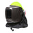The Pureflo ESM+ PF60 PAPR Welding Helmet with INT/EXT Switch offers industrial safety and respiratory protection with a dark face shield, yellow top, and black hood drape, ideal for welding where metal fume protection is essential.