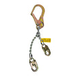 The Frontline Fall Protection Patriot Positioning Chain w/Swivel Hook PSSW2R-US features a zinc-plated metal chain with a large carabiner, twisted cable, and two locking hooks—perfect for height safety or as a harness positioning aid in construction and industry.