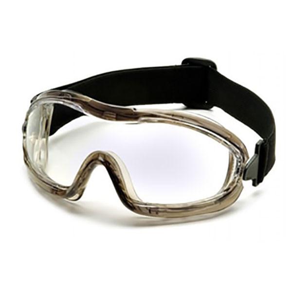 The Pyramex Low-Profile Chemical Splash Goggle G7_4T, brought to you by Pyramex Safety, showcases a sleek low-profile design with a black adjustable strap. These goggles provide exceptional eye protection with their transparent lenses and meet the ANSI Z87.1-2003 standards. You can purchase them in packs of 12 pairs.