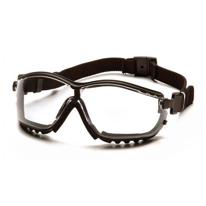 Introducing Pyramex V2G Goggles GB18_0ST, complete with a clear lens and a black adjustable strap. These safety glasses from Pyramex Safety are crafted for maximum protection and comfort, featuring built-in UV protection to effectively shield your eyes.