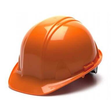 The Pyramex Safety Cap-Style Hard Hat (16/Case), designed with universal accessory slots and a handy rain trough, is showcased against a white background.