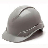 A sophisticated Pyramex Safety Ridgeline Cap Style 4 Pt Ratchet Hard Hat, featuring a low profile design, is gracefully displayed on a white background, representing lightweight protection with its contemporary silhouette.