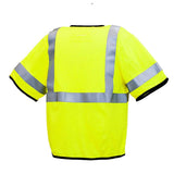 The Pyramex Safety RVZ53FR Series Type R Class 3 AR/FR Vest is designed to ensure high visibility with its bright yellow color and reflective silver strips on both the front and back. This high-visibility work wear includes black trim around the sleeves and neck, adding a stylish touch while keeping you visible in any environment.