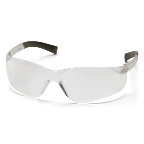 Discover the Pyramex Mini Ztek Safety Glasses S2510SN from Pyramex Safety, featuring clear lenses and black temple tips for a sophisticated and contemporary look. Benefit from enhanced scratch resistance and UV protection, ensuring excellent comfort and style in any setting.