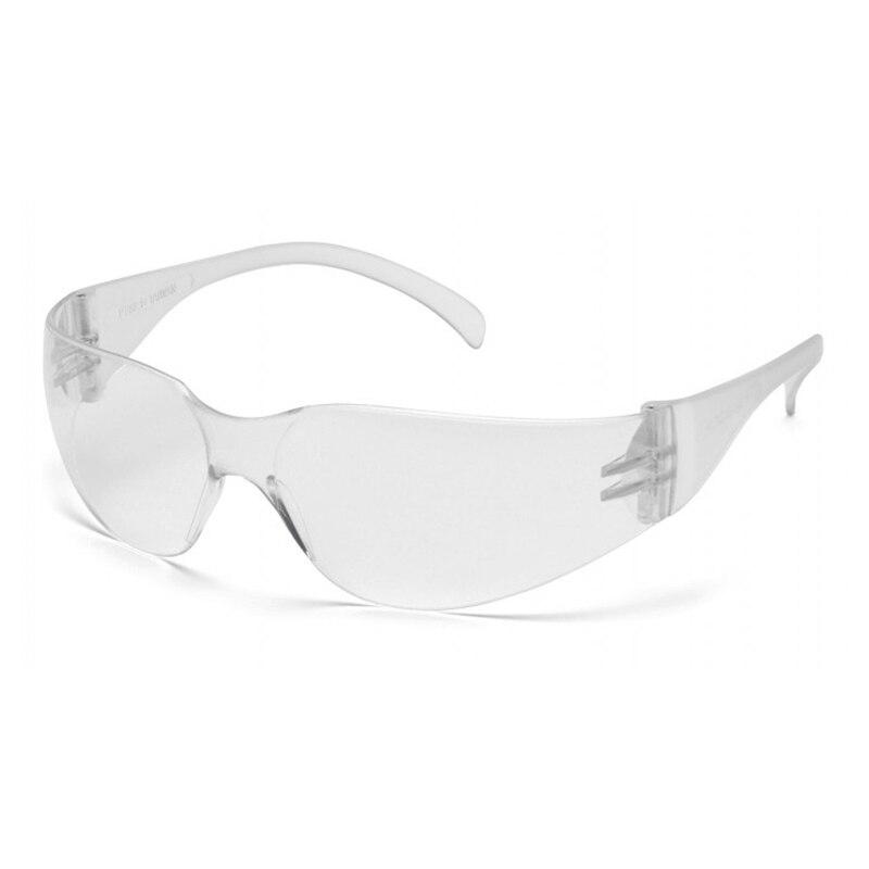 The Pyramex Intruder Anti-fog Safety Glasses S41_0ST from Pyramex Safety feature a sleek, minimalist design with impact protection and wraparound lenses. The transparent frame is equipped with subtly curved arms that offer both style and protection. These glasses are ideal for various protective settings, thanks to their scratch-resistant lenses that ensure long-lasting clarity. Available in a box of 12.