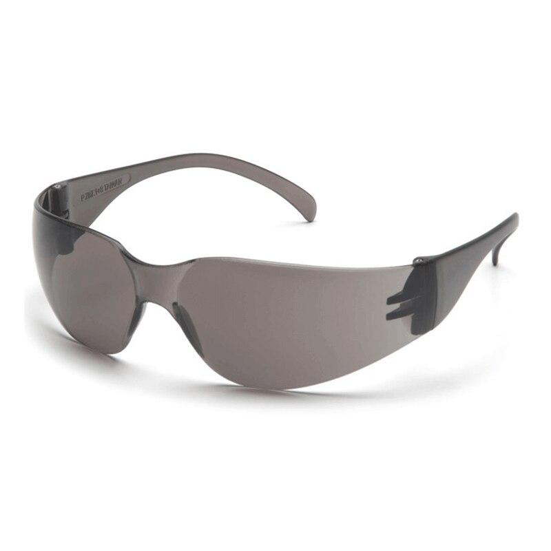 The Pyramex Intruder Anti-fog Safety Glasses S41_0ST, by Pyramex Safety, feature sleek wraparound design with scratch-resistant lenses and curved black frames, offering both style and impact protection.