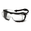 Pyramex Cappture Safety Glasses S99_0STMRG by Pyramex Safety come with a black frame and an adjustable strap, featuring a rubber gasket for enhanced eye protection. Available in boxes of 12.