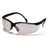 Pyramex Venture II Safety Glasses by Pyramex Safety feature sleek black rims and clear lenses for eye protection and UV defense, set against a white surface.