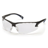 The Pyramex Safety Venture 3 Safety Glasses SB57 feature clear, anti-fogging lenses with UV protection and a sleek black frame. These glasses are designed for comfort with adjustable nose pads and curved arms. Available in boxes of 12.