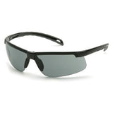 The Pyramex Ever-lite Anti-fog Safety Glasses SB86_ _DT, offered by Pyramex Safety, feature a sleek black wraparound style with UV protection, dark lenses, and a curved sporty design.