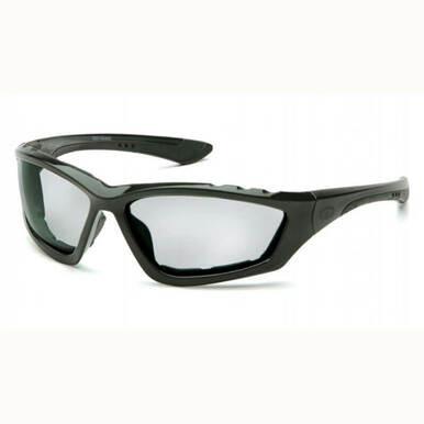 Introducing the Pyramex Accurist Anti-Fog Black Safety Glasses, expertly designed by Pyramex Safety. These sporty glasses feature dark, reflective lenses with an anti-fog coating and a wraparound design. The thick, angular arms contribute to a sleek, modern look while ensuring complete UVA/B/C protection. Available in a box of 12.