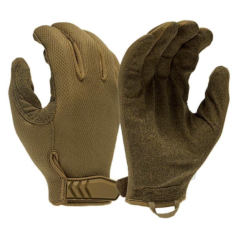 The Pyramex Safety Medium Duty Adjustable Operator Gloves VGTG30, available in a package of six pairs, are crafted from durable synthetic leather in a brown hue and feature textured grip surfaces. These gloves include adjustable wrist straps for optimal fit and are shown against a plain white background.