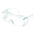 Pyramex Safety Jumbo Solo Clear Lens S510SJ Glasses (12/box) feature transparent wraparound frames, side shields, and arms to protect eyes from debris and particles, offering reliable eye protection.