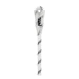 The Petzl AXIS 11 mm With One Sewn Termination R074BB0_ is a white, low-stretch kernmantle rope with black accents and a sewn eye protected by a translucent cover marked "PETZL," ideal for safety lanyards or use with fall arresters.