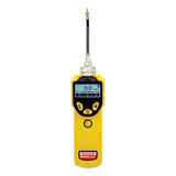 The RAE Systems MiniRAE 3000+ PGM-7320 gas detector by RAE Systems, in yellow, is a Photo Ionization Detector with a digital display indicating "0.0 ppm." It features buttons beneath the screen and has an extended sensor at the top.