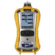 The RAE Systems MultiRAE Lite Monitor - Pump and Non-Wireless PGM-6208 is a sophisticated gas detector in yellow, equipped with a digital interface and multiple buttons for operation. It presents gas detection readings on its screen, displaying levels of various gases, including oxygen and carbon monoxide in parts per million, with customizable configurations for the gas sensors.