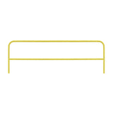 The Frontline Guardrail System for Concrete/Steel Substrates by Frontline Fall Protection features a yellow metal safety rail with rounded corners and two vertical legs, designed as fixed perimeter edge protection.