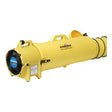 The Euramco RamFan UB20 Blower, Duct and Canister 15 and 25 ft. is a yellow cylindrical portable blower equipped with a handle and flexible duct for easy maneuverability. It features a black grille and a blue label on the side, making it an excellent choice for efficient ventilation solutions.