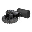 Displayed against a white background is the Euramco Anti-Static Ducting -12 in.-1215CBB, a black coiled flexible duct designed for forced ventilation. It includes zippers at both ends to facilitate easy attachment or removal and is accompanied by a matching black storage bag.