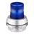 The RKI Instruments RKI Flashing alarm light with horn, 115 VAC, is a blue beacon light designed for emergency or warning signals. It features a cylindrical blue lens on top of a silver-colored base, serving as an alert or attention-drawing device in various situations.