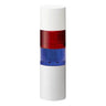 A cylindrical white tower light from RKI Instruments, specifically the RKI Stack Light/Horn, 24 VDC, Flashing model by Patlite, features a red section in the upper half and a blue section in the lower half. It functions as an effective IP65-rated flashing stack light for signaling or indicating purposes.