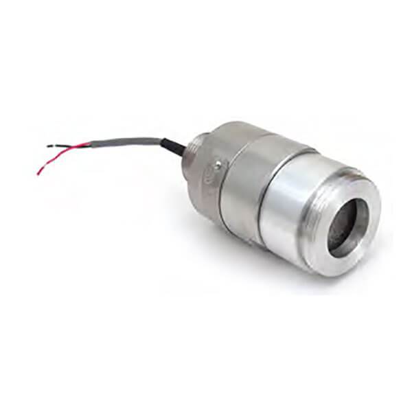 The RKI Instruments Non-Explosion Proof CO2 Direct Connect Sensor is a metallic cylindrical sensor crafted for industrial use. It includes a short cable with exposed red and black wires for electrical connections. Its durable metal construction allows safe detection in hazardous areas, enabling seamless integration with RKI controllers.