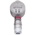 The RKI Non-Explosion Proof CO2 Direct Connect Sensor, branded with "RKI Instruments," features a metallic body with a cylindrical connection point at the bottom. Designed for secure electrical connections, it is compatible with RKI controllers to enhance functionality in detecting hazardous areas.