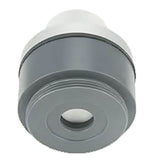 A close-up of a gray and white PVC pipe fitting with threading highlights its cylindrical shape and central circular opening, making it an ideal component for integrating with the RKI Instruments CT-7 Cl2 Direct Connect Sensor in systems that require precise hazardous area detection.