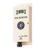 The RKI Instruments GD-K88AI diffusion sensor/transmitter for hydrogen sulfide detection is a wall-mounted device with a digital display and button controls. It includes a central cylindrical diffusion transmitter for precise measurements. Designed with intrinsic safety, this sleek rectangular unit is white and marked with the RKI brand, ensuring dependable performance.