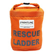 The Frontline Rescue 18' Ladder Kit with Pulley System (RLA18B) by Frontline Fall Protection is an OSHA-compliant orange bag labeled "RESCUE LADDER," ideal for emergency or safety use and closed at the top.
