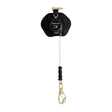 The Frontline Leading Edge Cable Leg 8' SRL by Frontline Fall Protection features a rebar hook, black protective casing, and handle—engineered for dependable fall protection on construction and industrial job sites.