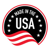 A circular black badge with "Made in the USA" in white, white stars, and a red-white wave like the flag—ideal for products such as the Aero Healthcare RAPIDSTOP Bleed Control Kit EMS Pro by Aero Healthcare.