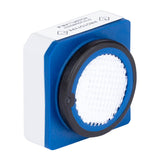 A close-up of a blue and white Honeywell BW Hydrogen Sulfide (H₂S) Sensor 1-Series SR-H1-1S by BW Technologies, featuring a central circular textured lens and top-edge labels, similar to Honeywell BW Solo multi-gas detectors.