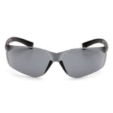 A pair of Pyramex Safety Ztek Safety Glasses S2510S with dark tinted lenses and curved arms is shown from the front against a white background.