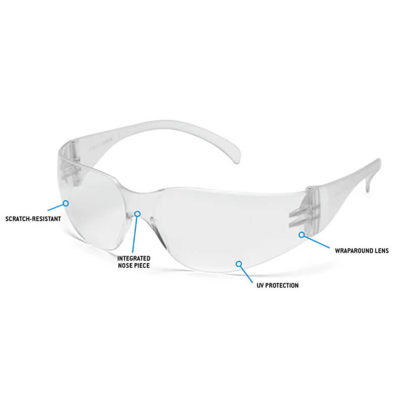 Pyramex Intruder Anti-fog Safety Glasses S41_0ST by Pyramex Safety feature wraparound polycarbonate lenses, scratch-resistance, integrated nose piece, UV protection, and enhanced impact protection. 12 per box.