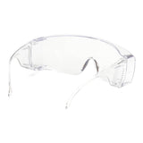 Pyramex Safety Jumbo Solo Clear Lens S510SJ Glasses (12/box) feature transparent wraparound lenses and side protection to shield eyes from debris or chemicals; both frame and temples are clear.