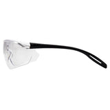 Pyramex Safety Neshoba H2Max Anti-Fog Safety Glasses S97_0STM feature a clear polycarbonate lens and a single black curved arm, displayed in side profile against a white background. 12 per box.