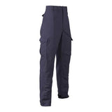 The Saf-Tech FR 9oz UltraSoft Cargo Pant in Navy (Model: CRG3025) is displayed against a white background. These flame-resistant pants are designed with multiple pockets and a straight-leg cut, combining practicality with comfort. Photographed from the front, their utility style is evident, making them an excellent option for durable workwear.