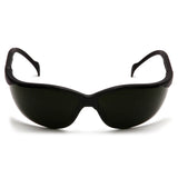 Pyramex Safety Venture II Welding Safety Glasses SB18_0SF, shown from the front on a white background, feature black wraparound frames with dark lenses and provide UV protection. Box of 12.